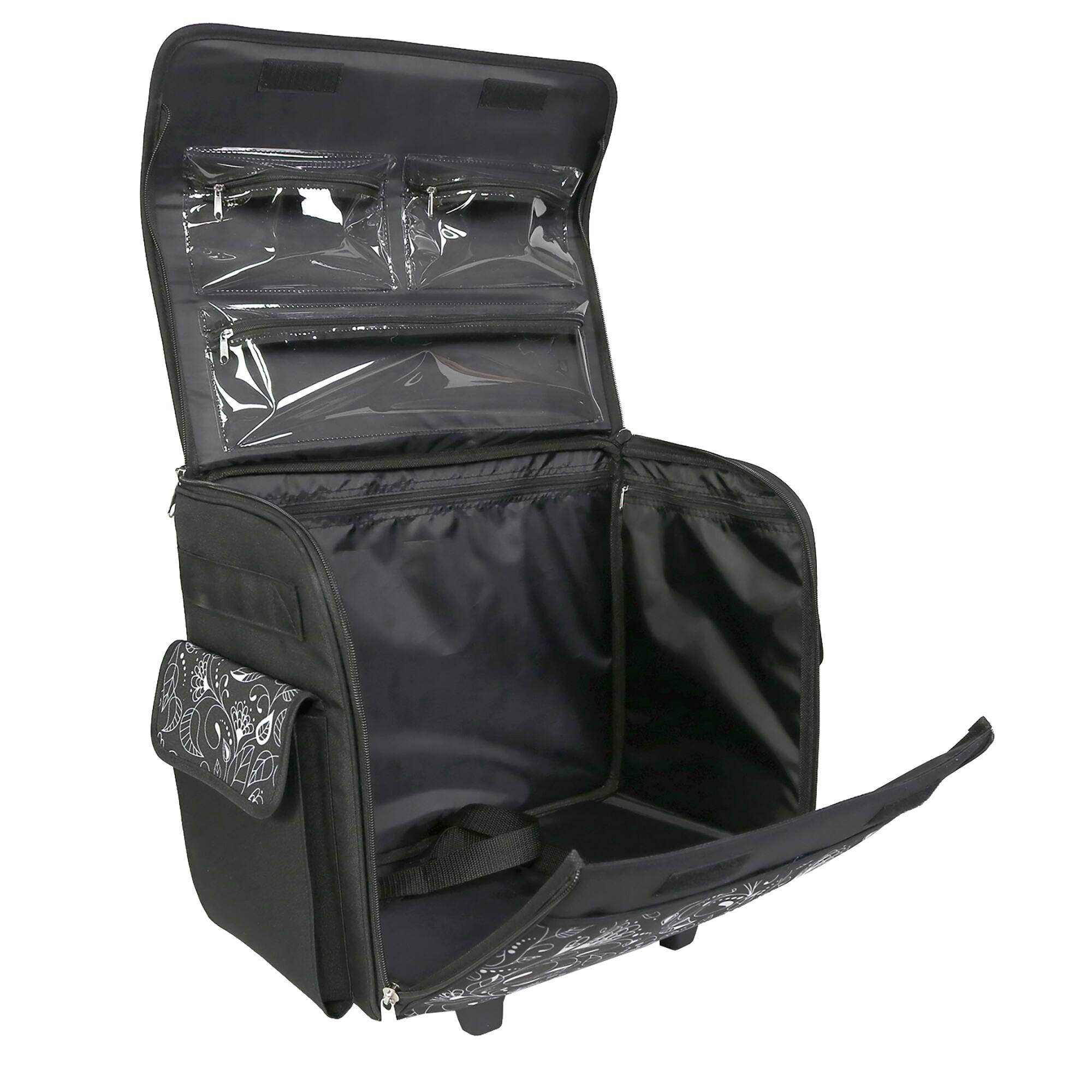 Everything Mary Black & White Floral Rolling Sewing Machine Tote